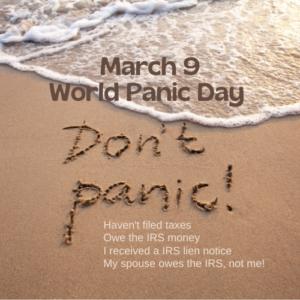 Dreading Taxes? It's World Panic Day. Image of beach with wave with on shore